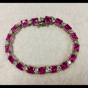 Pink/White CZ Tennis Bracelet
